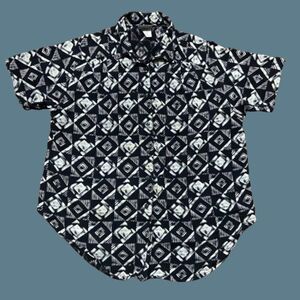 Cherry Creek Vintage 80s Rayon Abstract Black Cream Rayon Women's Plus Size 1X